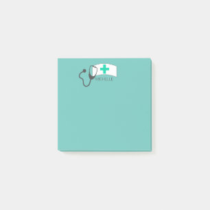 Nurse Medical Stethoscope Nurses Hat Pastel Green Post-it Notes