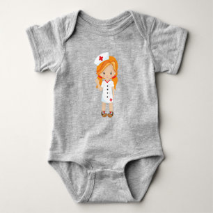 Nurse, Medicine, Doctor, Cute Girl, Orange Hair Baby Bodysuit