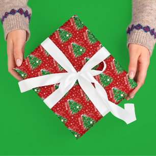 Nurse Merry Christmas Tree Red Background Wrapping Paper