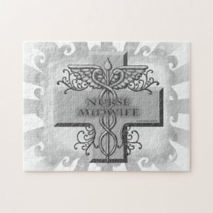 Nurse Midwife Cross Caduceus Jigsaw Puzzle