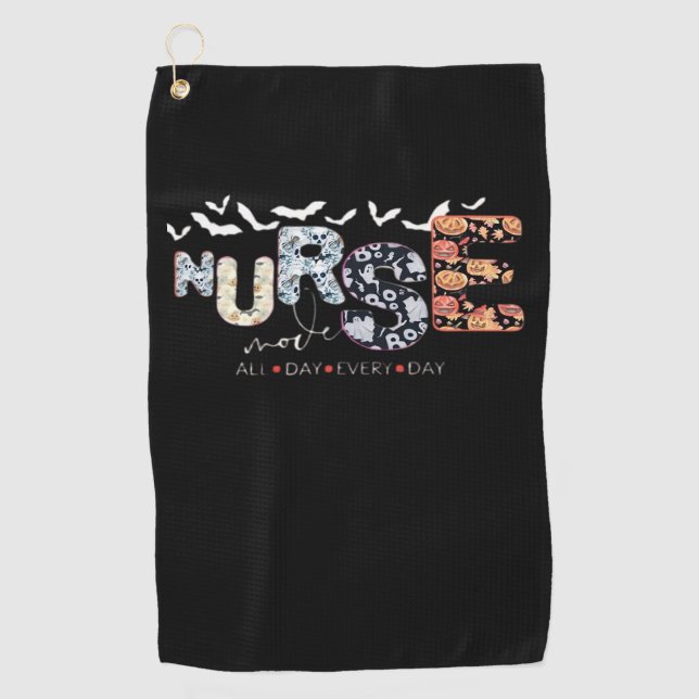 Nurse Mode All Day Every Day Halloween Design Clas Golf Towel (Front)