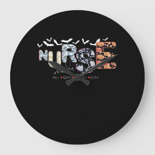 Nurse Mode All Day Every Day Halloween Design Clas Large Clock
