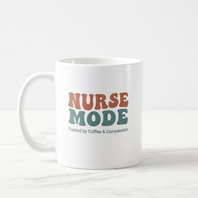 Nurse Mode Retro Wavy Typography Coffee Mug (Left)
