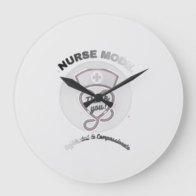 Nurse Mode Thank You Heart Stethoscope Design Large Clock (Front)