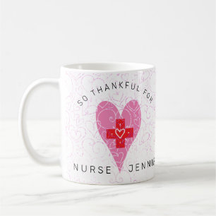 Nurse Monogram Pink Hearts Monogram Name Coffee Mug