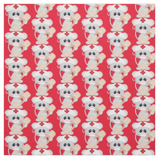 Nurse Mouse Pima cotton fabric (Swatch)
