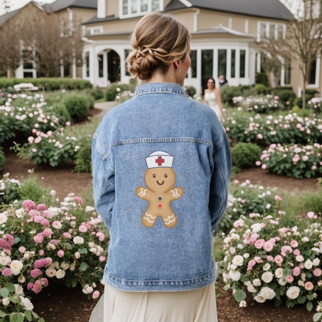Nurse Mum Appreciation Christmas Present Festive Denim Jacket (Wedding Back)