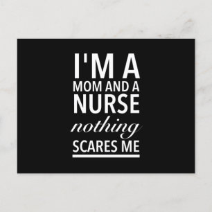 Nurse mum nothing scares me funny mothers day whit postcard