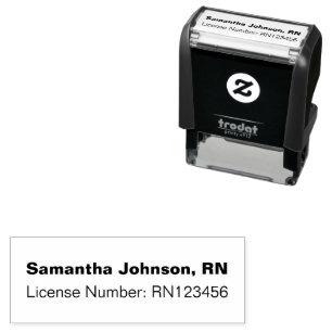 Nurse Name in Bold with License Number Template Self-inking Stamp