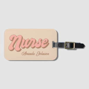Nurse Name Personalised Retro Card Slot Bag Luggage Tag