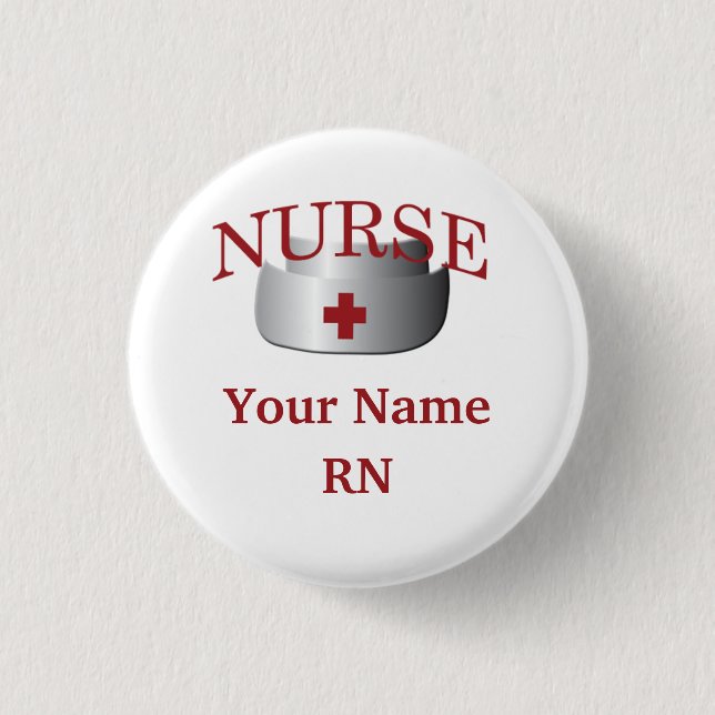 Nurse Name RN Round Button (Front)