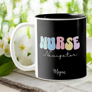 Nurse Navigator Groovy Pink Pastel Nursing Two-Tone Coffee Mug