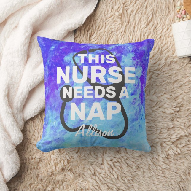 Nurse Needs A Nap Funny Quote Monogram Cushion (Blanket)