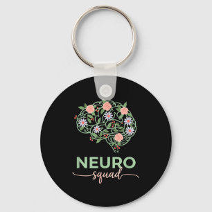 Nurse Neurology Nurse Neuro Squad Floral Brain Key Ring