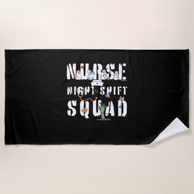 Nurse Night Shift Halloween Squad Classic T-Shirt Beach Towel (Front)