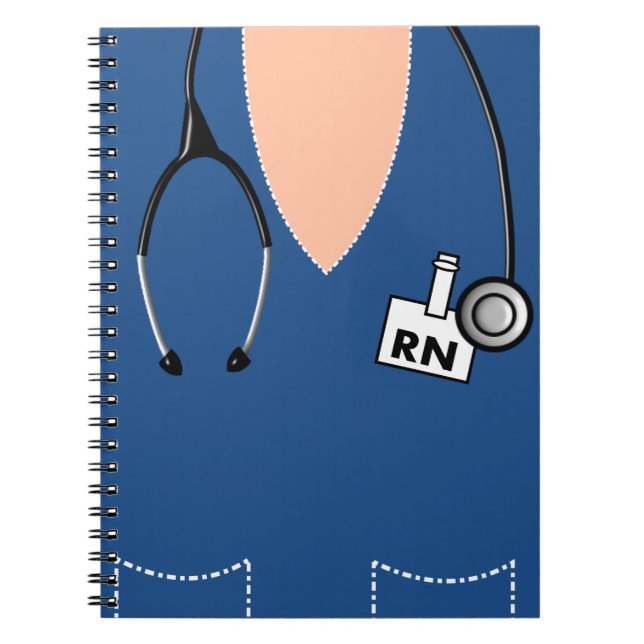 Nurse Notebook Scrub Top Design Blue (Front)