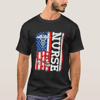 Nurse Nursing American Flag Patriotic 4Th Of July T-Shirt