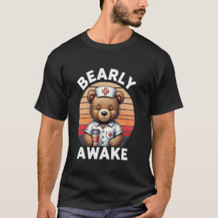 Nurse Nursing Cute Bear Coffee Work Nights Shift R T-Shirt