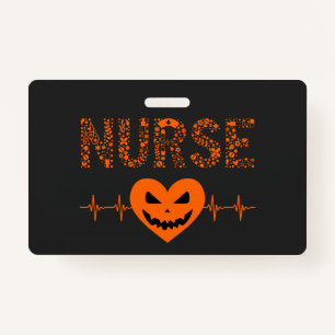 Nurse Nursing Halloween Boo Halloween Orange Ghost ID Badge