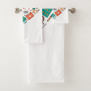 Nurse Nursing Heart Tool Bath Towel Set