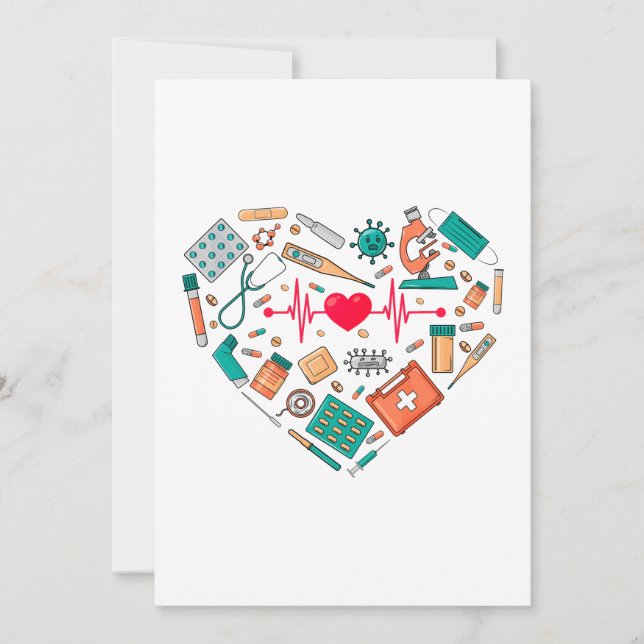 Nurse Nursing Heart Tool Holiday Card (Front)