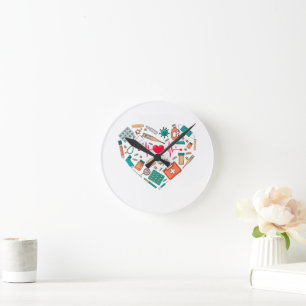Nurse Nursing Heart Tool Round Clock