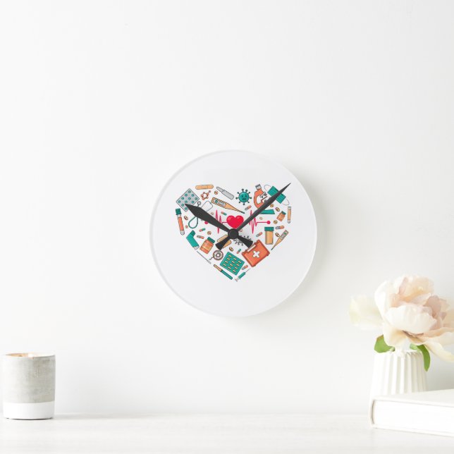 Nurse Nursing Heart Tool Round Clock (Home)