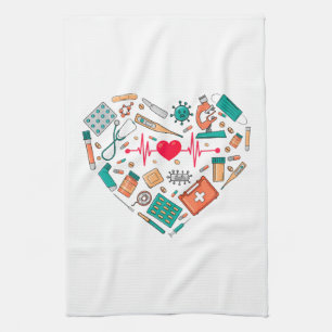 Nurse Nursing Heart Tool Tea Towel