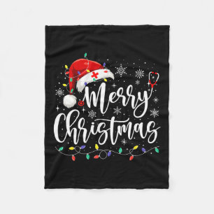 Nurse Nursing Rn Lpn Stethoscope Christmas Lights Fleece Blanket