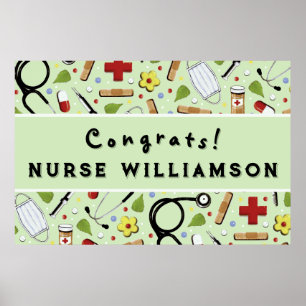 Nurse Nursing School Graduation Congrats Banner Poster
