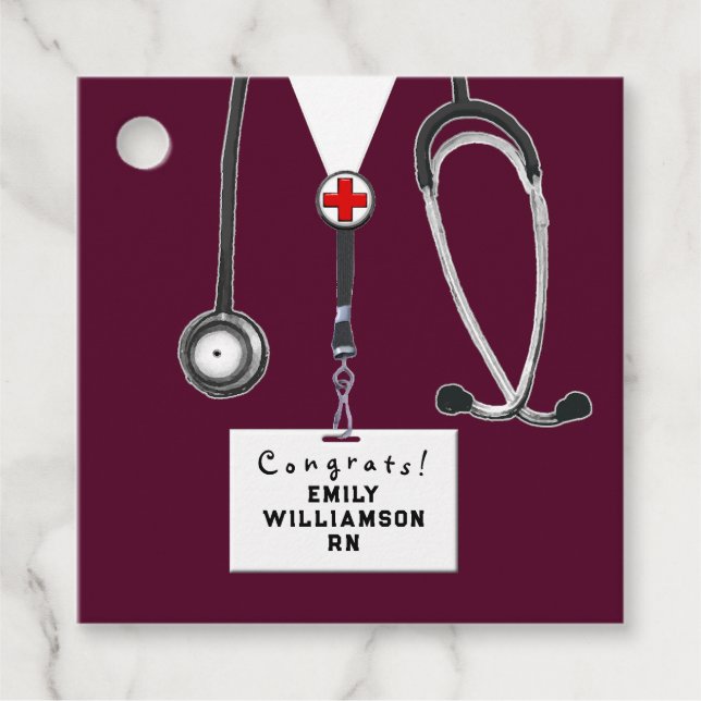 Nurse Nursing School Graduation Favour Tags (Front)