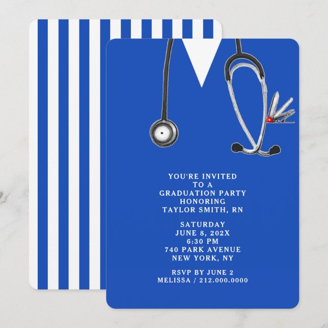 Nurse Nursing School Graduation Invitation (Front/Back)