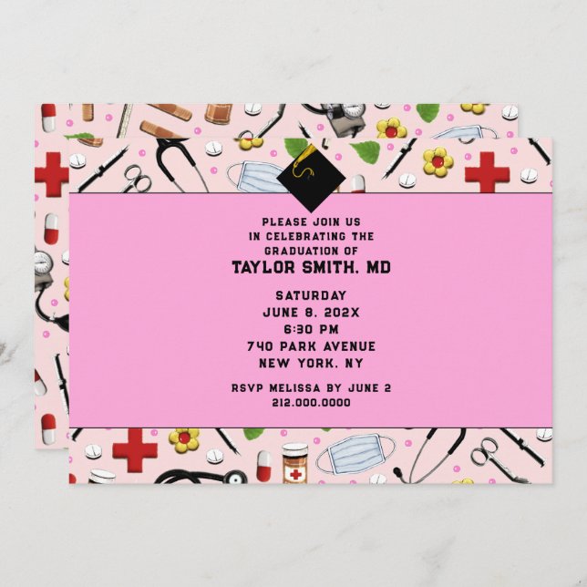 Nurse Nursing School Graduation Invitation (Front/Back)