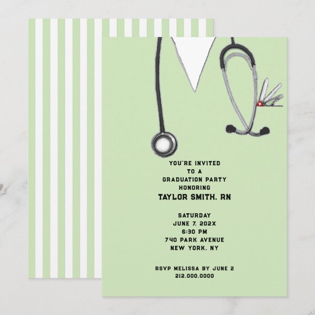 Nurse Nursing School Graduation Invitation (Front/Back)