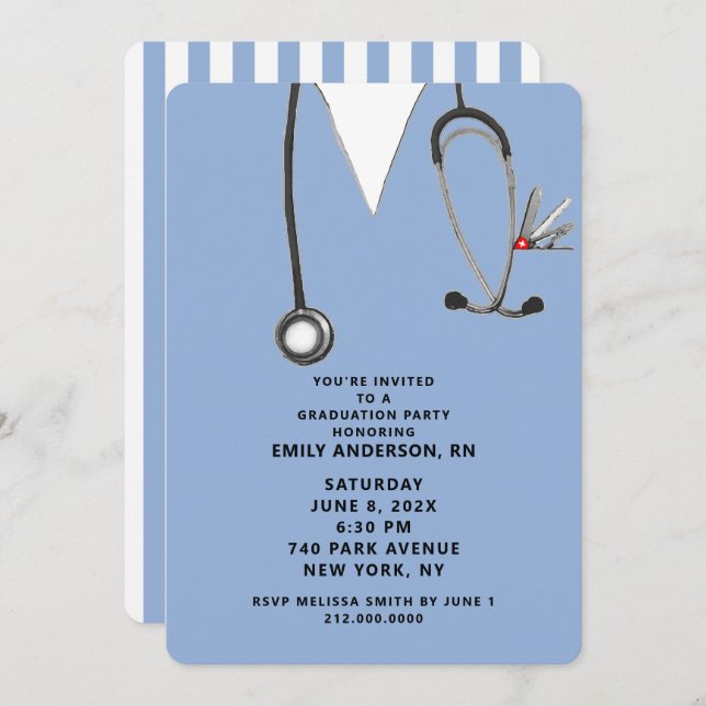 Nurse Nursing School Graduation Invitation (Front/Back)