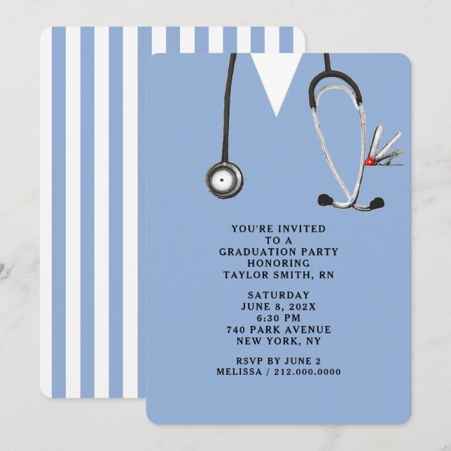 Nurse Nursing School Graduation Invitation (Front/Back)