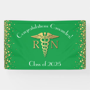 Nurse Nursing School Graduation Party Green Gold Banner