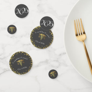 Nurse Nursing School Graduation Party Grey Gold Confetti