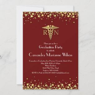 Nurse Nursing School Graduation Party Maroon Gold Invitation