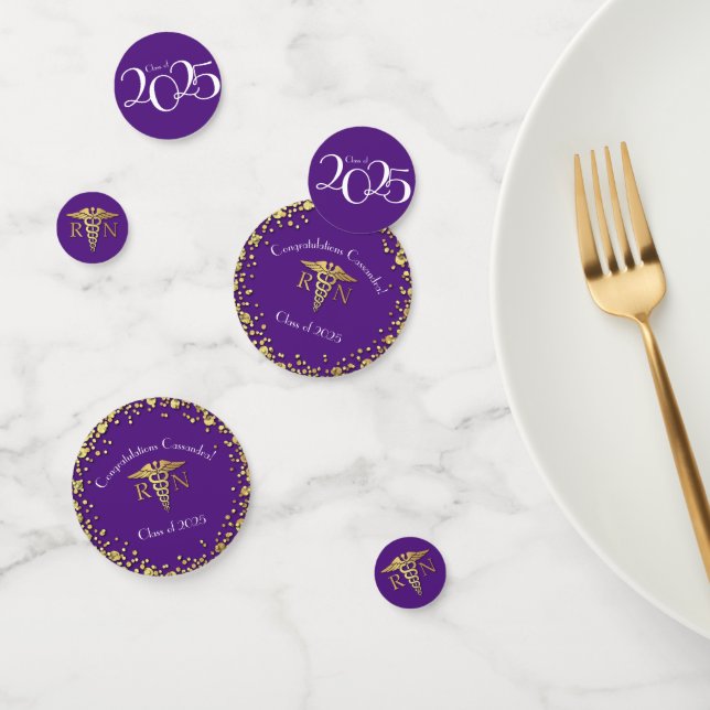 Nurse Nursing School Graduation Party Purple Gold Confetti (Group)