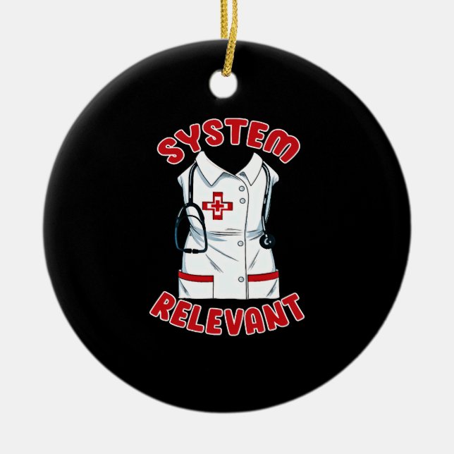 Nurse nursing system relevant christmas ceramic ornament (Front)
