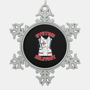 Nurse nursing system relevant christmas snowflake pewter christmas ornament