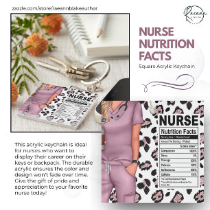 Nurse Nutrition Fact Square Acrylic Keychain