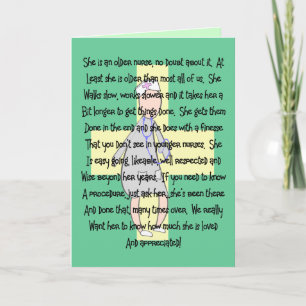 Nurse Older & Retiring---Appreciation Gifts Card