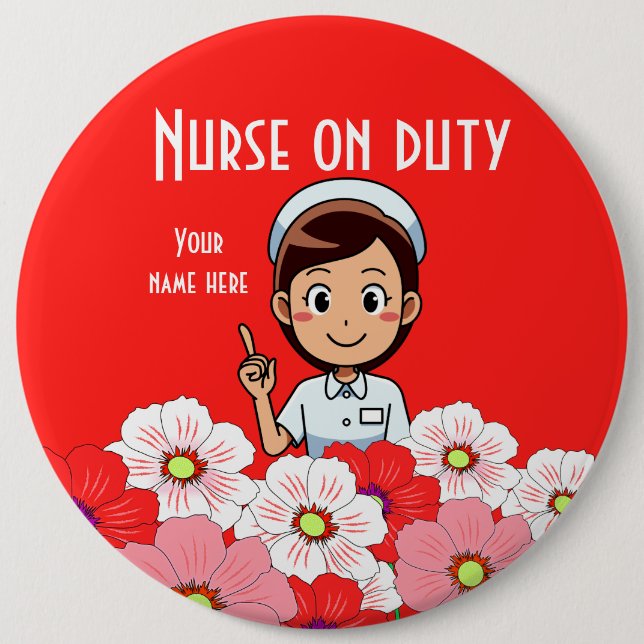 Nurse On Duty 3B Red Button (Front)