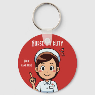Nurse on Duty with Butterfly Key Ring
