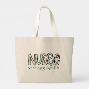 Nurse One Amazing Superhero Modern Typography Large Tote Bag