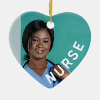 nurse one-of-a-kind custom photo heart ceramic ornament