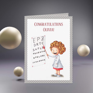 Nurse optometrist girl doctor graduation card