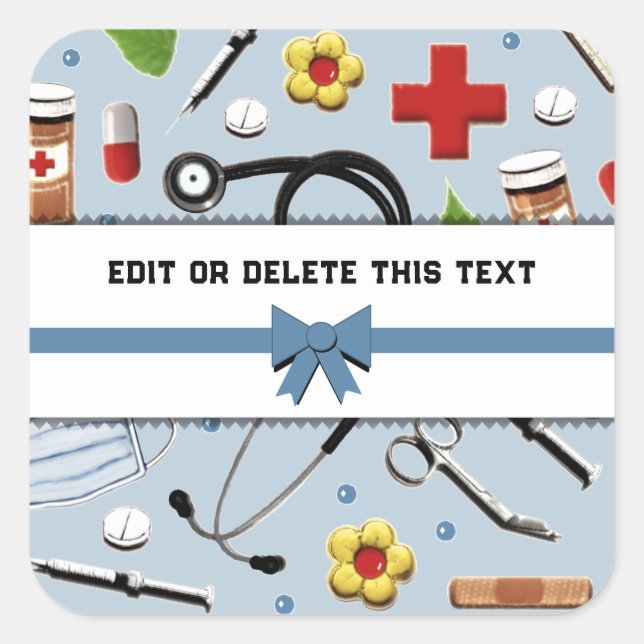Nurse or Doctor Personalised Square Sticker (Front)